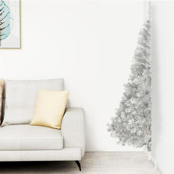 vidaXL Artificial Half Christmas Tree PVC with Stand Silver 240cm (344699)