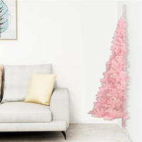 vidaXL K&uuml;nstlicher Halb-Weihnachtsbaum mit St&auml;nder Rosa 120 cm PVC