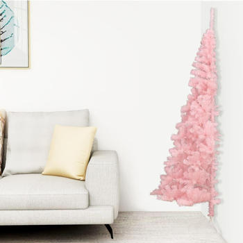 vidaXL Artificial Half Christmas Tree PVC with Stand Pink 210cm (344673)