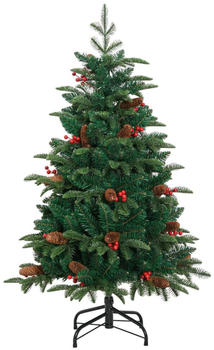 vidaXL Artificial green Christmas tree embellished with pinecones and berries 120 cm