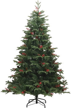 vidaXL Artificial green Christmas tree embellished with pinecones and berries 180 cm