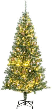 vidaXL Künstlicher Weihnachtsbaum Weihnachtsbaum mit LEDs und Kugeln Beschneit 210cm (3210144)
