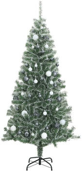 vidaXL Künstlicher Weihnachtsbaum Weihnachtsbaum mit LEDs und Kugeln Beschneit 240cm (3210163)