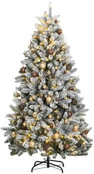 vidaXL Künstlicher Weihnachtsbaum klappbar 300 LEDs & Kugeln 180cm (3210138)