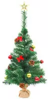 vidaXL K&uuml;nstlicher Weihnachtsbaum mit Beleuchtung & Kugeln Gr&uuml;n 64 cm