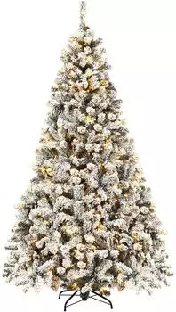 Costway Weihnachtsbaum mit Schnee und LEDs 225cm (CM22729DE)