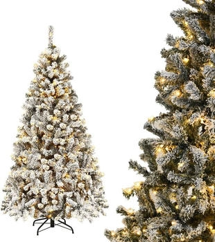 Costway Weihnachtsbaum mit Schnee und LEDs 180cm (CM22728)