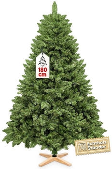 VESKA Künstlicher Weihnachtsbaum grün 180 cm mit Holzständer Nordmanntanne Optik