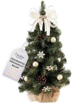 Creative Home Mini Weihnachtsbaum Geschmückt Creme Beige 40 cm