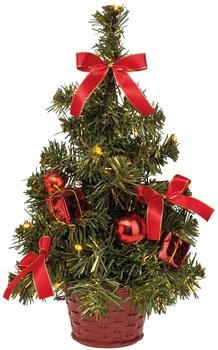 Idena Deko Weihnachtsbaum rot geschmückt 10 LED warmweiß 35 cm