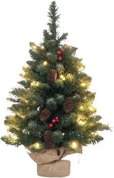 HomCom Künstlicher Weihnachtsbaum grün weiß indoor 86 Astspitzen 50 warmweißen LED 0,6 m