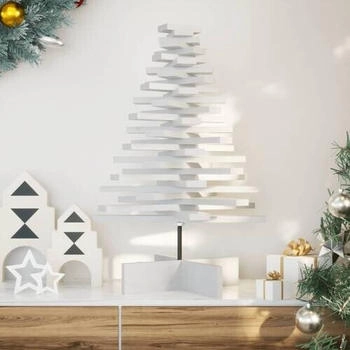 vidaXL Künstlicher Weihnachtsbaum zum Schmücken Weiß B 52 x H 80 cm Massivholz Kiefer