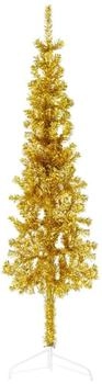 vidaXL Künstlicher Weihnachtsbaum Künstlicher Halb-Weihnachtsbaum mit Ständer Schlank Grün H 150 cm