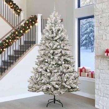 vidaXL Green and White LED Christmas Tree 300 cm PVC and Metal (3395787)