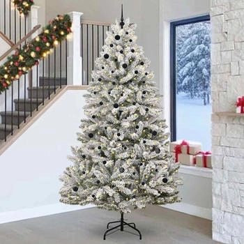 vidaXL Green and White LED Christmas Tree 270 cm PVC and Metal (3395776)