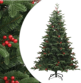 vidaXL Green Christmas Tree with Pine Cones and Berries 210 cm (358377)