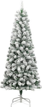 vidaXL White Snow-Flocked Hinged Christmas Tree 210 cm (358382)