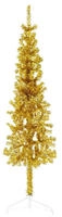 vidaXL K&uuml;nstlicher Halb-Weihnachtsbaum mit St&auml;nder Schlank Gold 150 cm