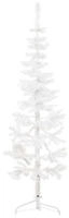 vidaXL K&uuml;nstlicher Halb-Weihnachtsbaum mit St&auml;nder Schlank Wei&szlig; 180 cm