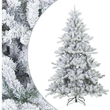 vidaXL White Snow-Flocked Hinged Christmas Tree 240 cm (42019328)