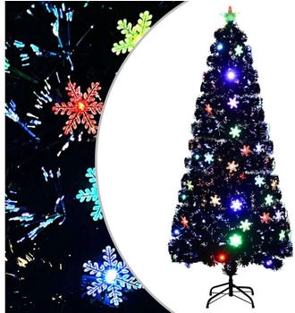 vidaXL Black LED Christmas Tree with Snowflakes and Artificial Snow 180 cm (328463)