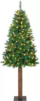 vidaXL Slim Green Christmas Tree 180 cm PVC and Wood (3394860)