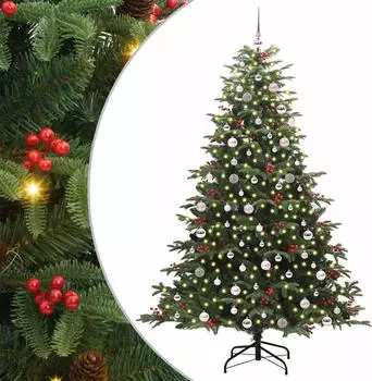 vidaXL Green Cone LED Christmas Tree 240 cm PVC, Metal and Plastic (3395570)