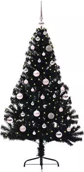 vidaXL Pre-Lit Black Christmas Tree 150 cm PVC (3397130)