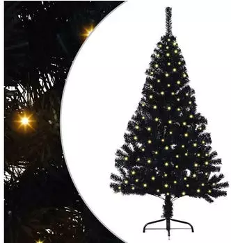 vidaXL Pre-Lit Black Christmas Tree 150 cm PVC (3397124)