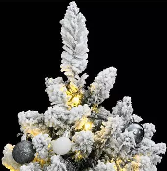 vidaXL Green LED Hinged Christmas Tree with Baubles 150 cm (3210106)