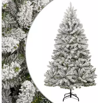 vidaXL White Snow-Flocked Hinged Christmas Tree 270 cm (357796)