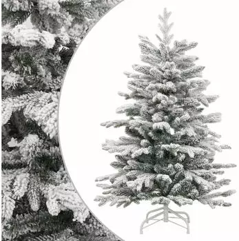vidaXL White Snow-Flocked Hinged Christmas Tree 210 cm (358387)