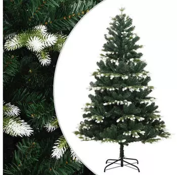 vidaXL White Snow-Flocked Hinged Christmas Tree 180 cm (356757)