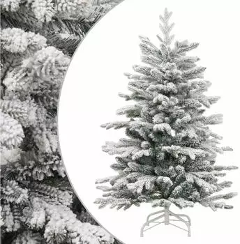 vidaXL White Snow-Flocked Hinged Christmas Tree 150 cm (358385)