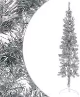 vidaXL K&uuml;nstlicher Halb-Weihnachtsbaum St&auml;nder Schlank Silbern 120 cm