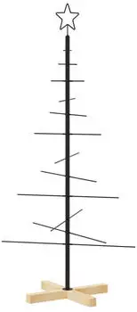 vidaXL Black Metal Christmas Tree with Wooden Base 120 cm (359603)