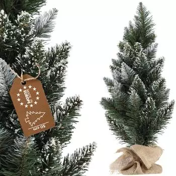 Kadax Small Snowy Decorative PVC Christmas Tree with Jute Base 60 cm