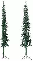 vidaXL K&uuml;nstlicher Halb-Weihnachtsbaum mit St&auml;nder Schlank Gr&uuml;n 210 cm