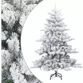 vidaXL White Snow-Flocked Hinged Christmas Tree 210 cm (42019327)
