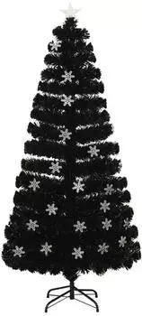 vidaXL Black LED Christmas Tree with Snowflakes and Artificial Snow 150 cm (328462)