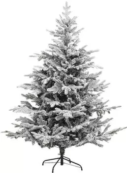 Feeric Lights & Christmas Frosty White Snow-Flocked Artificial Christmas Tree with Decorative Glitter 150 cm