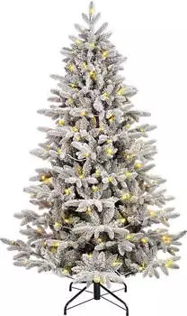 Salcar Snowy Artificial Christmas Tree with Warm White LEDs 210 cm