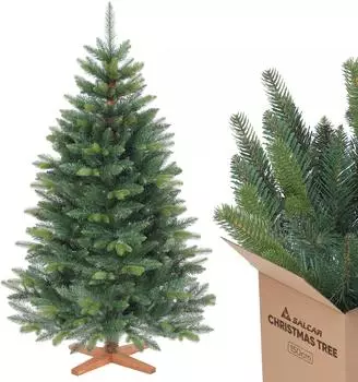 Salcar Green Bicolor Nordmann Artificial Christmas Tree with Wooden Stand 150 cm