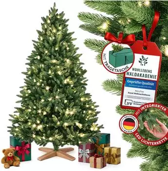 Merry Tree Künstlicher Weihnachtsbaum Nordmantanne grün mit Beleuchtung 120 cm