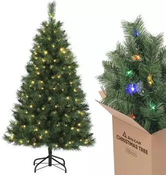 Salcar Künstlicher Weihnachtsbaum mit Beleuchtung Bunt und Warmweiß LED, 150cm