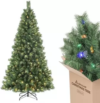 Salcar Weihnachtsbaum mit Beleuchtung Bunt und Warmweiß LED, 210cm