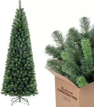 Salcar Slim 210 cm, Tannenbaum mit 818 PVC Spitzen Grün