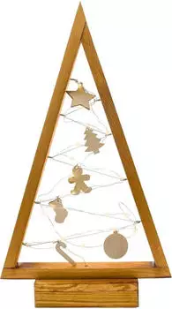BOGATECO Weihnachtsbaum aus Holz mit LED 52cm braun