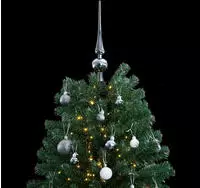 vidaXL K&uuml;nstlicher Weihnachtsbaum Klappbar 300 LEDs & Kugeln 180 cm