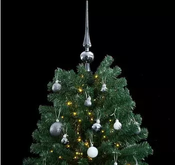 vidaXL Green LED Hinged Christmas Tree with Baubles 180 cm (3210164)